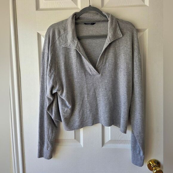 Splits59 Sweatshirt L Joan Fleece Polo Sweatshirt Heather Gray $124 - Picture 5 of 5